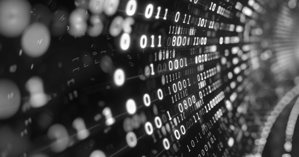 Image showing binary numbers forming a tunnel