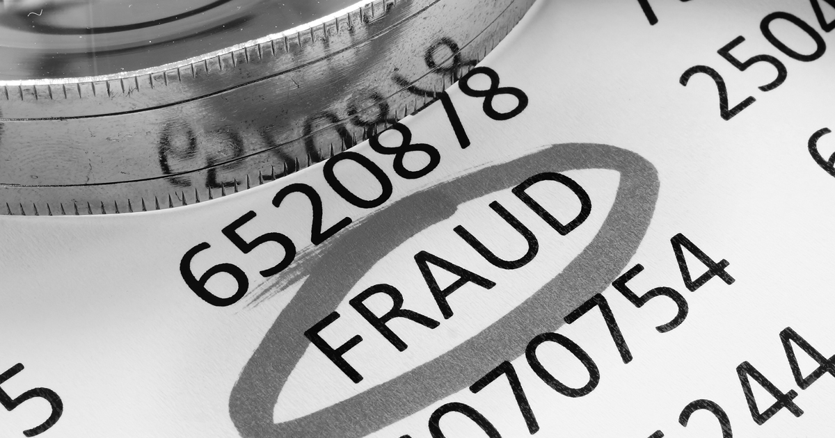Image showing coded numbers with the word fraud circuled