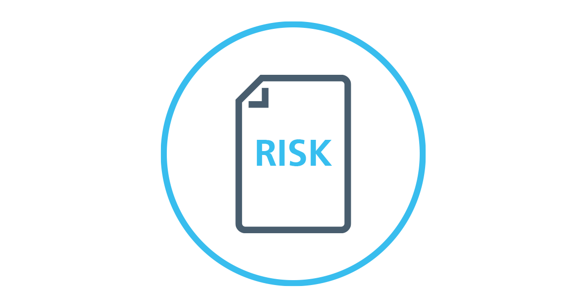 Image showing light blue ring with page icon inside displaying the word risk.
