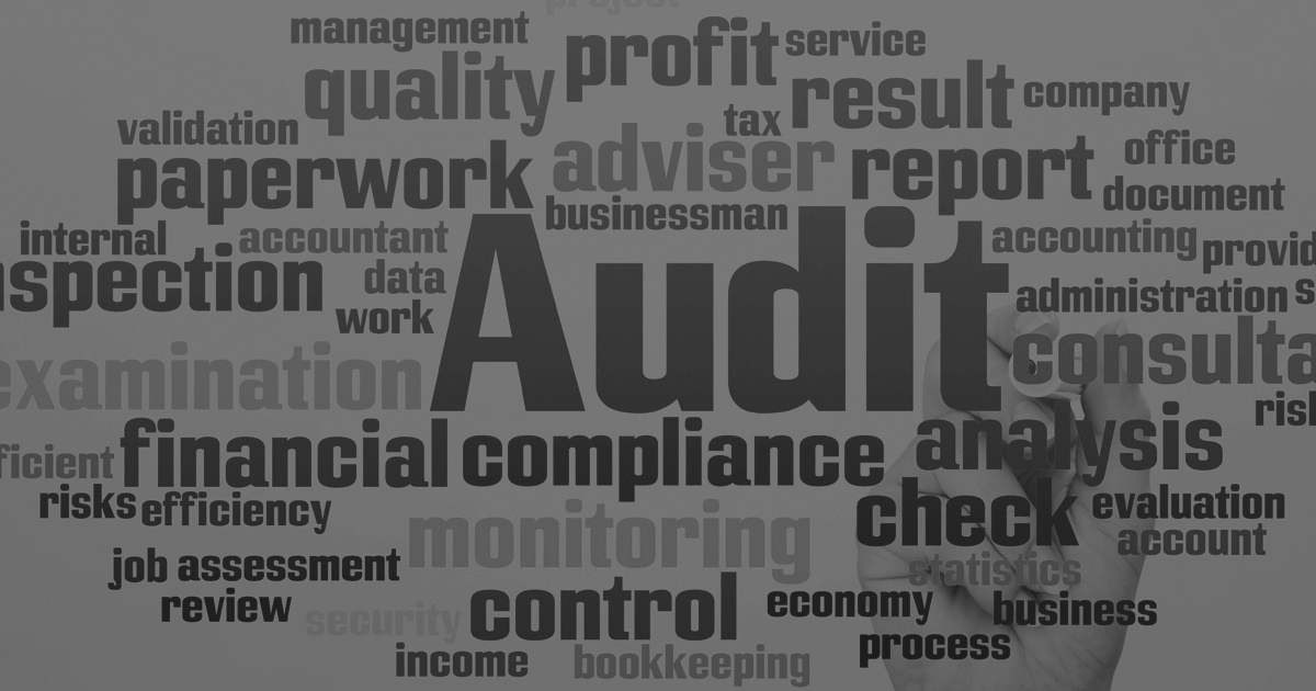 Image of finacial words on a blue background,Audit, finacial compliance, check. profit, specication, control,analysis. 
