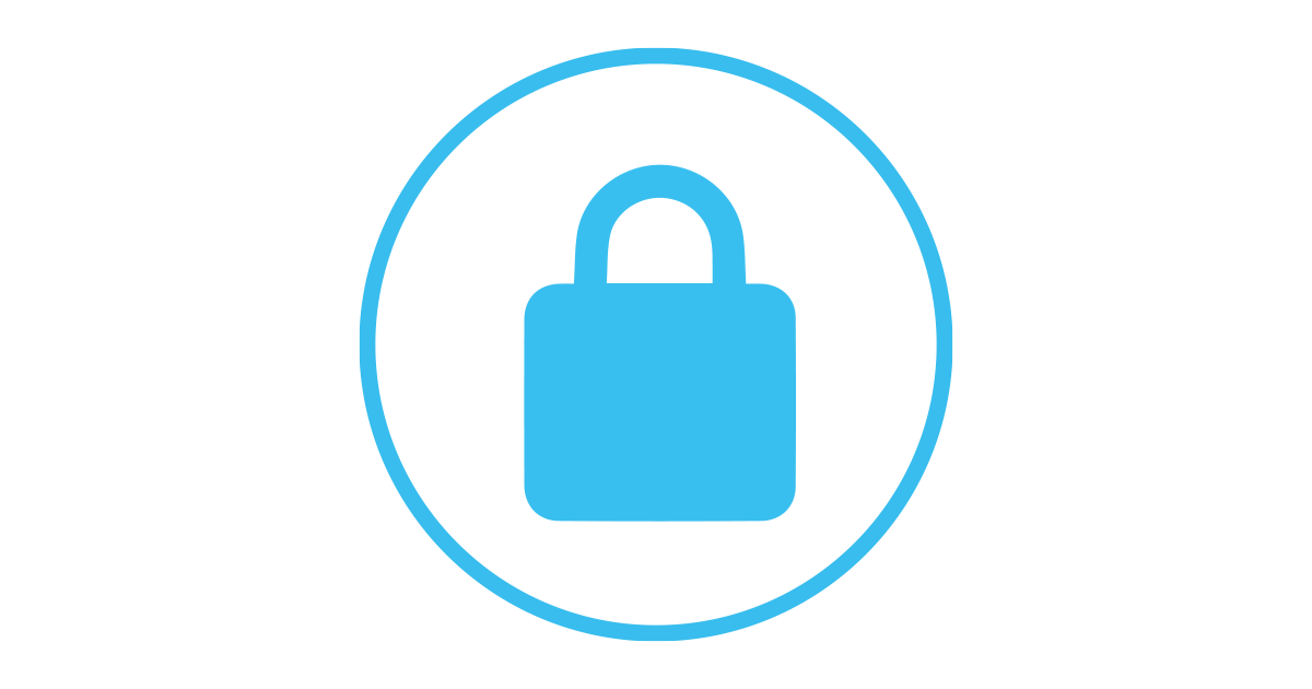 Image showing light blue ring with with padlock icon inside.
