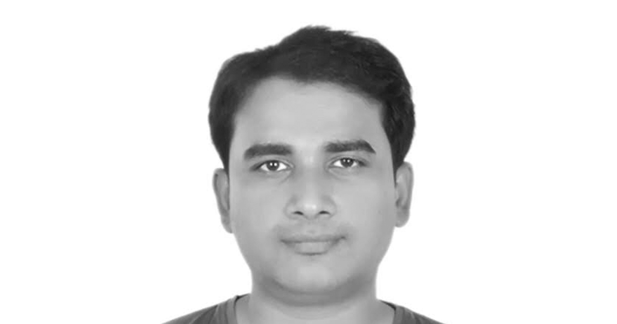 Black and white image of Santosh Kumar