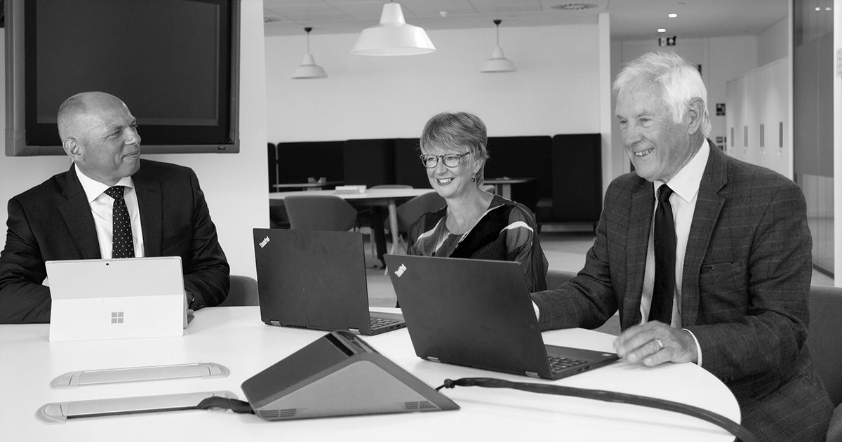 Image of NHSCFA board members: Alex Rothwell,  Tom Taylor and Board Secretary Ann Sturgess