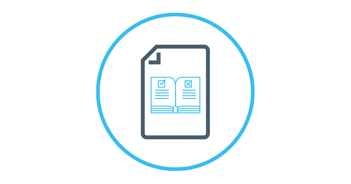 Image showing light blue ring with page icon inside displaying the word risk.