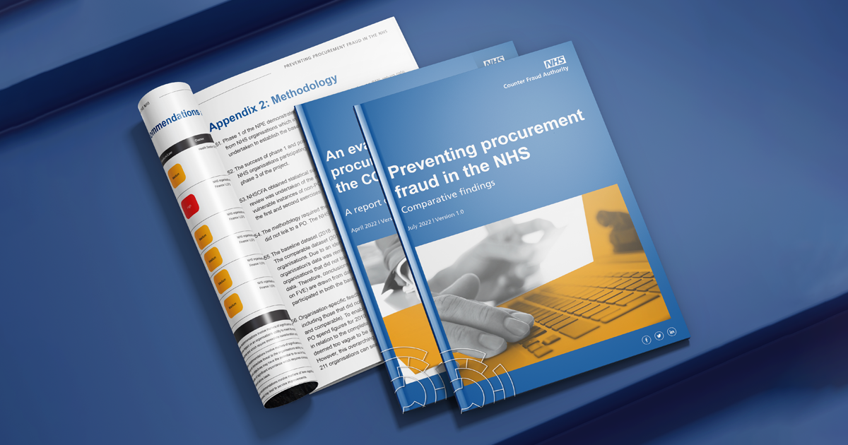 Image of the front covers of the prevention procurment fraud report and evaluataion NHS procurement spending during covid-19  