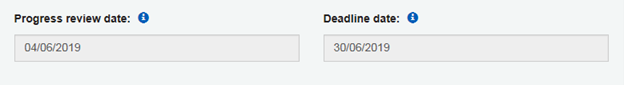 Image showing progress review date and deadline date inputs