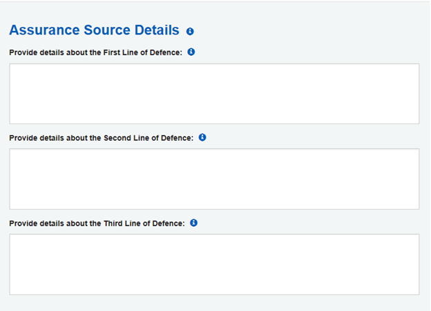 Image showing Assurance sources Details input fields